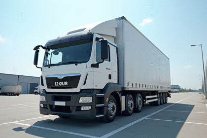 Camion de livraison moderne de 12 tonnes en plein jour