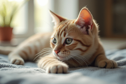 Chat domestique à poil court près d'une fenêtre ensoleillée