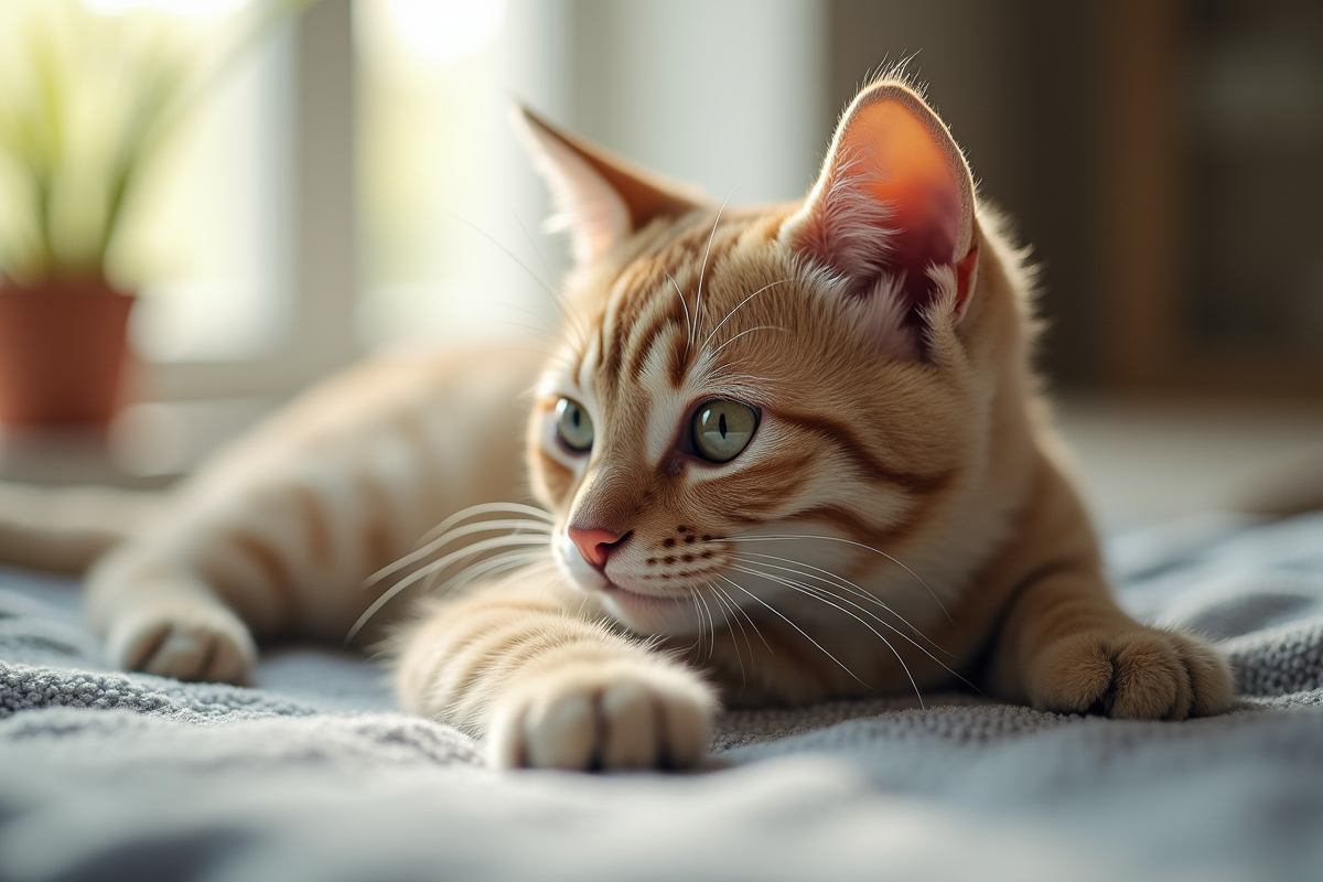 Chat domestique à poil court près d'une fenêtre ensoleillée