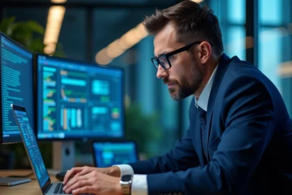 Expert en cybersécurité analysant un diagramme réseau