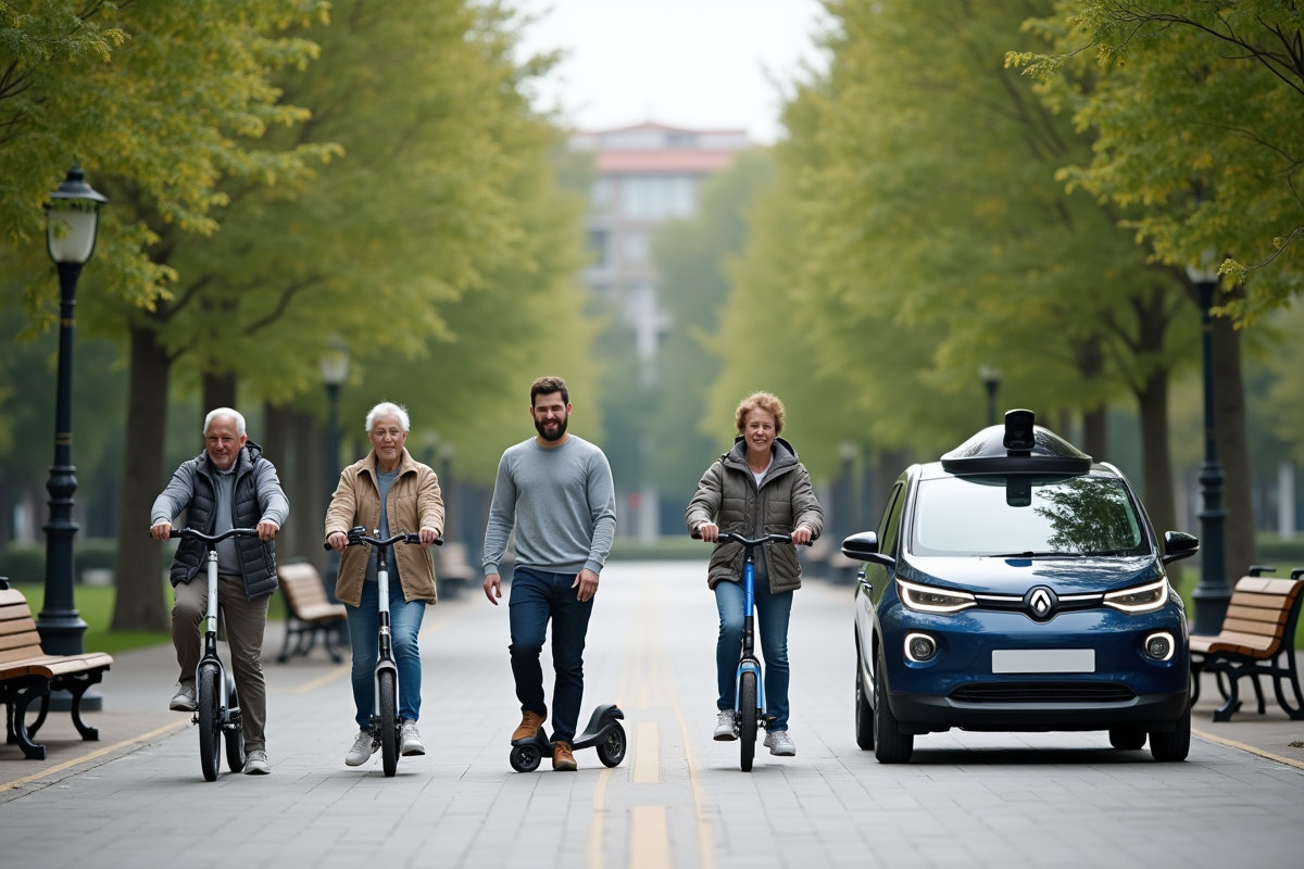 Groupe de personnes avec objets symbolisant l