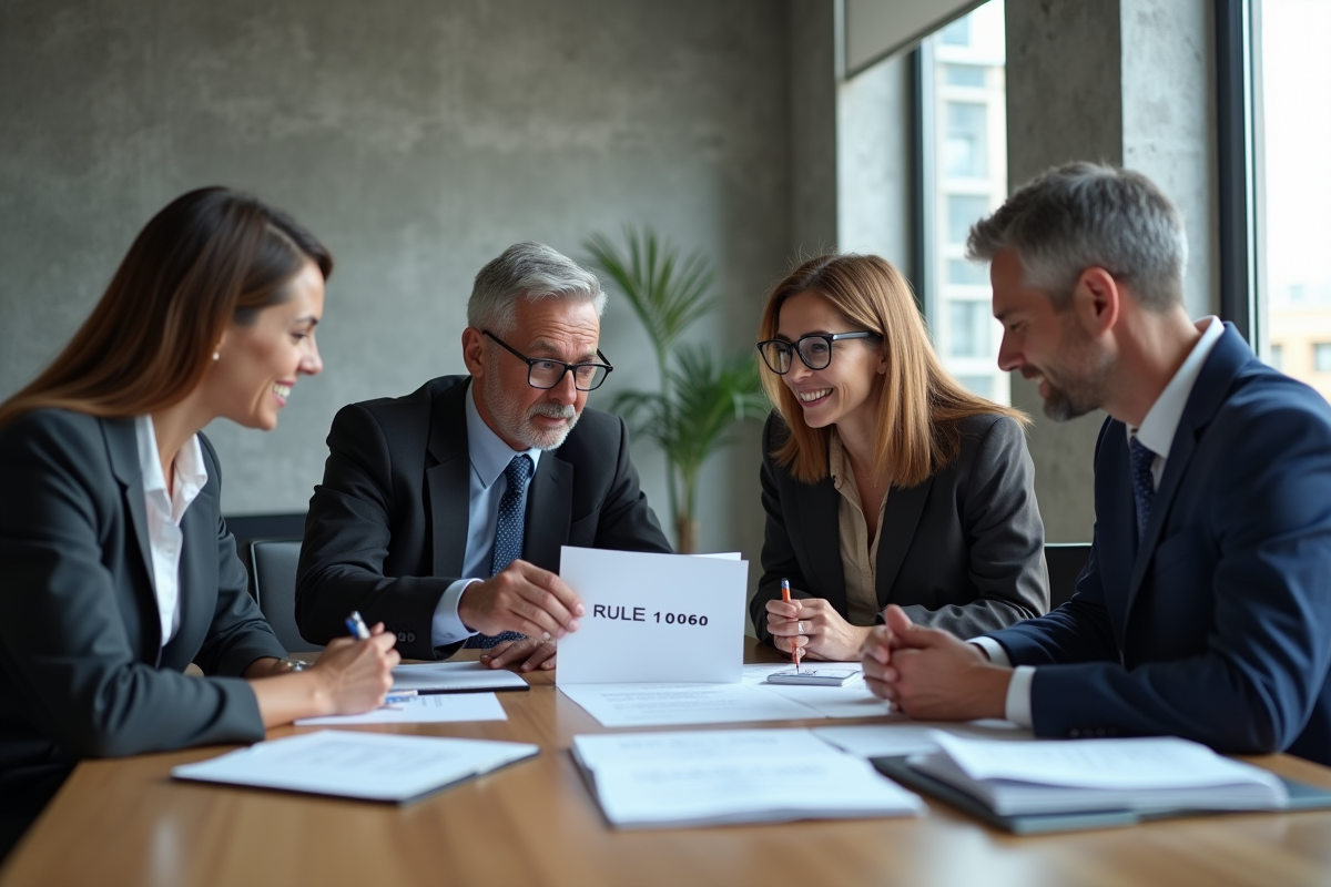 Groupe de collègues discutant autour d une table en réunion