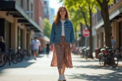Jeune personne nonbinaire marchant dans la ville dynamique