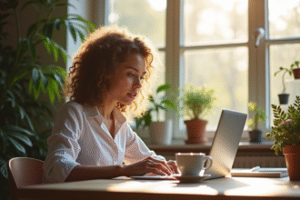 Jeune professionnel travaillant à domicile dans un bureau moderne