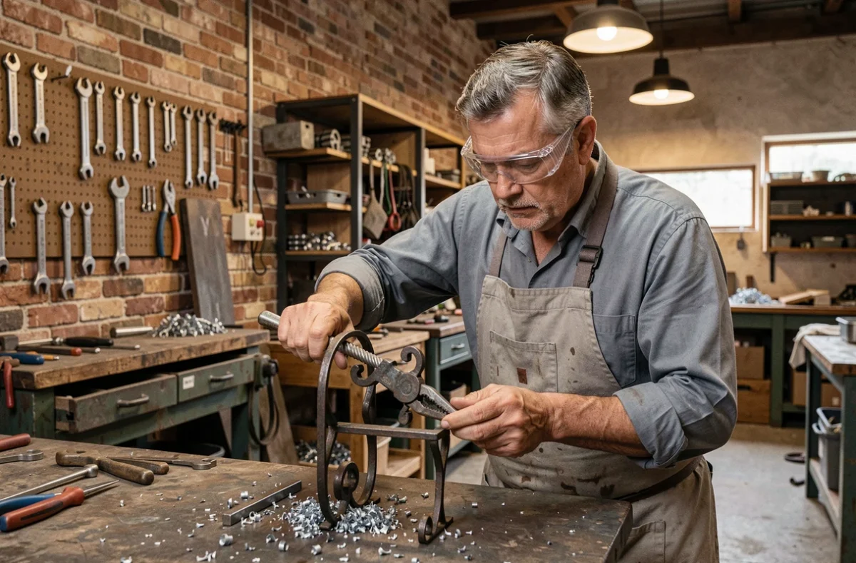 Métallier-serrurier Laurent Rabeau travaillant le métal dans son atelier artisanal à Saint-Barthélemy-d'Anjou