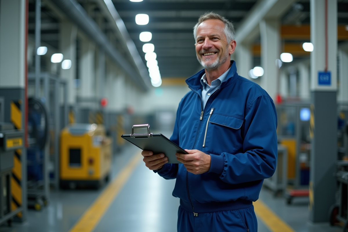 Technicien industriel vérifiant un document sur le site